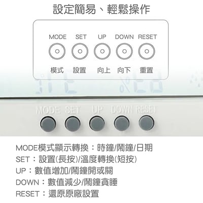 《日系簡約溫濕度電子鬧鐘 》透明款/不透明背光款6