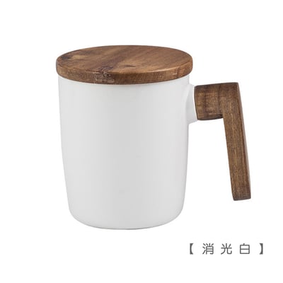 《北歐風原木杯蓋陶瓷馬克杯》 附包裝袋10