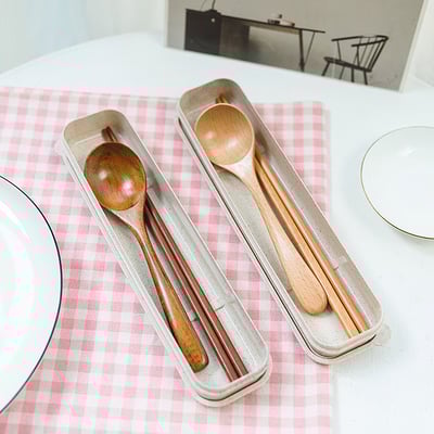 《日式麥稈盒裝餐具組》9