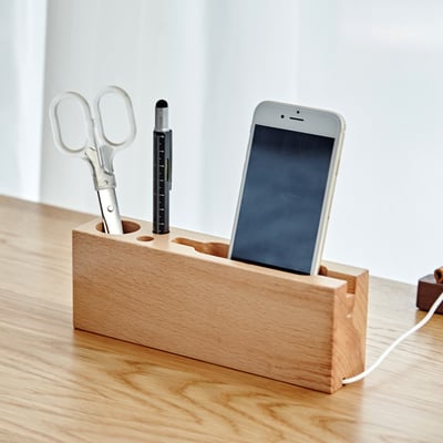 木製良品《簡約置物架》筆筒手機充電座/手機架1