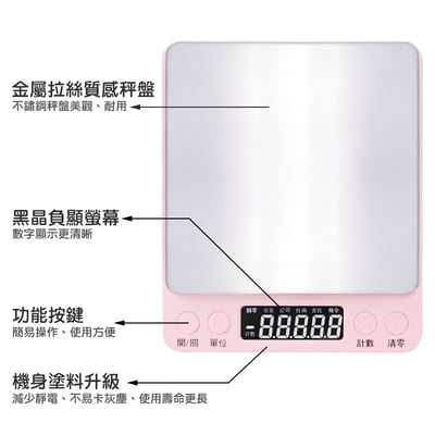 繁體中文版《不鏽鋼電子秤3000g》  廚房秤 烘焙秤 料理秤3