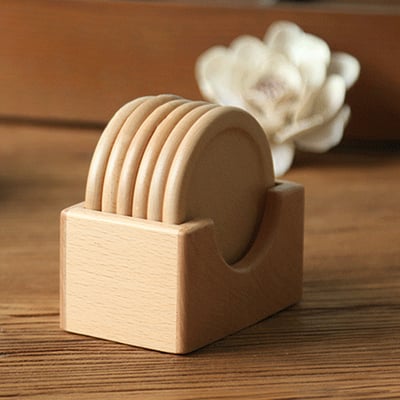 《日式原木杯墊套組》櫸木/胡桃木3