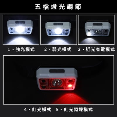 《感應頭燈》5檔燈光  戶外燈 露營燈5