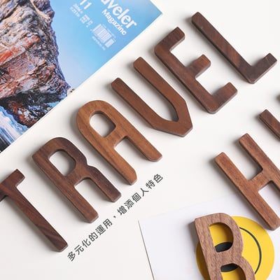 《胡桃木英文字母裝飾》A-Z/0-93