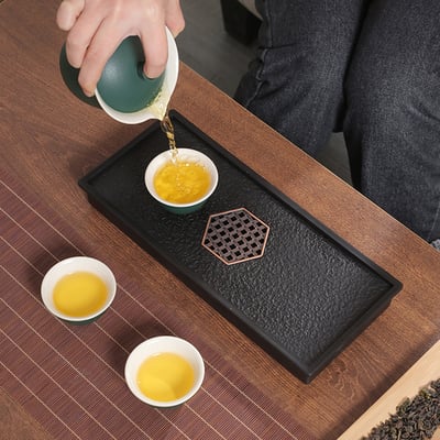 《仿烏金石蓄水式茶盤》3