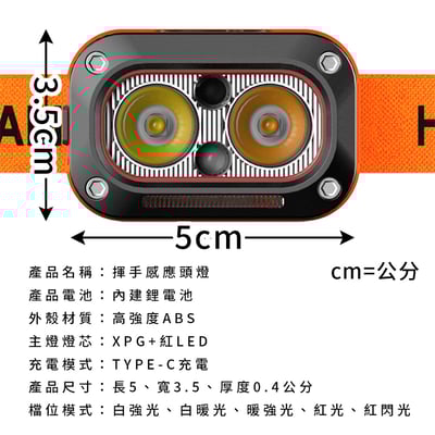 《輕便感應頭燈》5檔燈光  LED燈 掛燈 露營燈 頭燈8