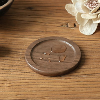 《日式原木杯墊套組》櫸木/胡桃木8