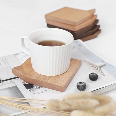 《折角原木杯墊》櫸木/胡桃木3