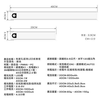 《免鑽孔超薄LED感應燈》12