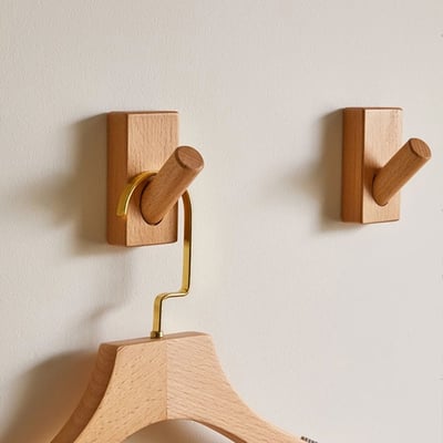 木製良品《免鑽孔實木掛勾》胡桃木/櫸木3