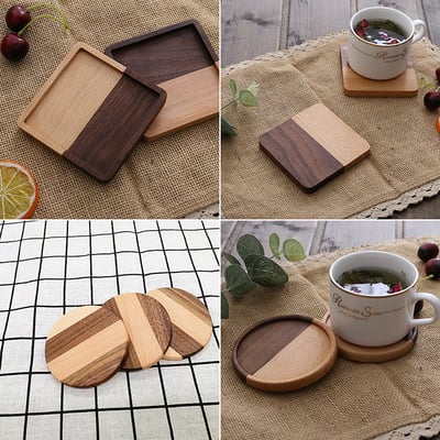 《日式原木杯墊》櫸木/胡桃木4