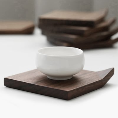 《折角原木杯墊》櫸木/胡桃木2