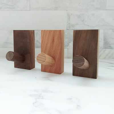 木製良品《免鑽孔實木掛勾》胡桃木/櫸木7