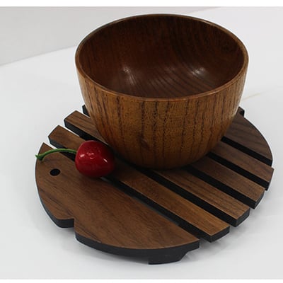 《原木魚骨造型鍋墊》胡桃木6