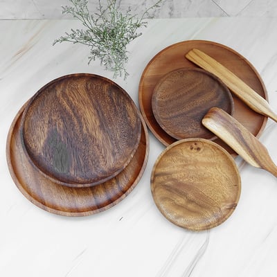 《胡桃木圓形餐盤》4