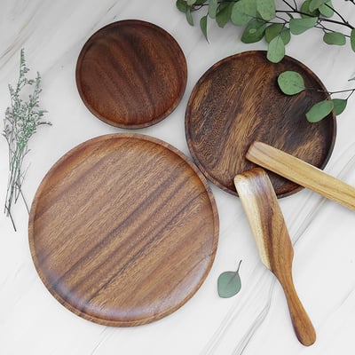 《胡桃木圓形餐盤》9