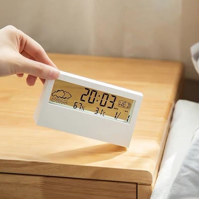 《日系簡約溫濕度電子鬧鐘 》透明款/不透明背光款12