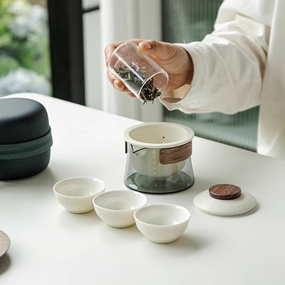 《悠然手抓壺/側把壺/快克杯》附旅行收納包5