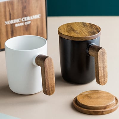 《北歐風原木杯蓋陶瓷馬克杯》 附包裝袋7