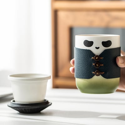 《熊貓大俠旅行茶具組/茶水分離杯》附收納包8