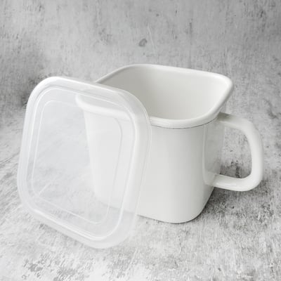 《日式加厚琺瑯方形收納杯+杯蓋》1.45L2