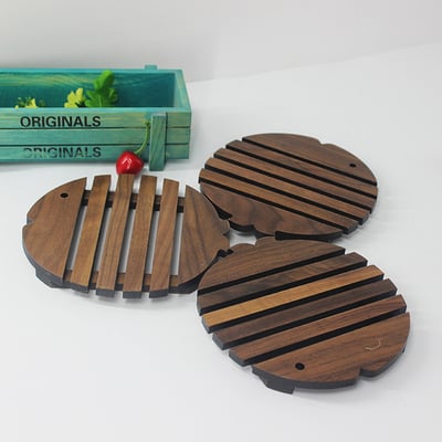 《原木魚骨造型鍋墊》胡桃木3