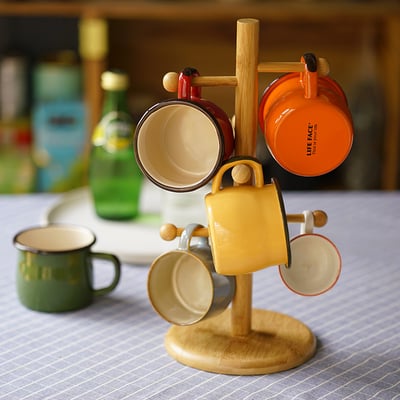 《立式竹製杯架》鑰匙架/杯架/手飾架1