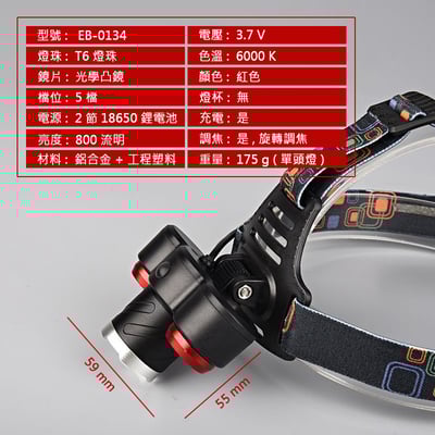 《可調焦T6強光 頭燈》夜跑/夜釣/夜騎/頭燈2