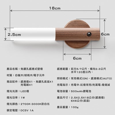 《免鑽孔感應式壁燈》5