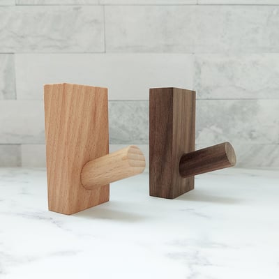 木製良品《免鑽孔實木掛勾》胡桃木/櫸木6