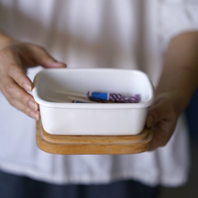 《日式加厚琺瑯奶油盒》含木蓋/800ml4