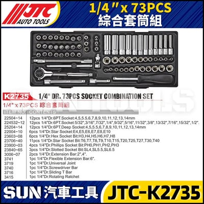 JTC-K2735 1/4" x 73PCS 綜合套筒組1