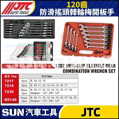 JTC-7217 7218 7230 K6146 120齒防滑搖頭棘輪梅開板手組1