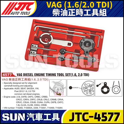 JTC-4577  VAG (1.6/2.0 TDI) 柴油正時工具組1