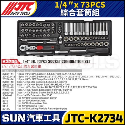 JTC-K2734 1/4" x 73PCS 綜合套筒組1