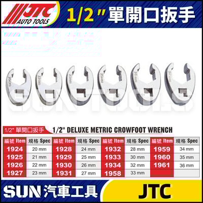 JTC-1924 1925 1926 1927 1928 1929 1930 1931 1932 1933 1934 1958 1959 1960 1961  1/2" 單開口扳手1