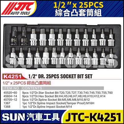 JTC-K4251 1/2" x 25PCS 綜合凸套筒組1