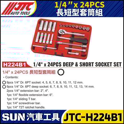 JTC-H224B1 1/4" x 24PCS 長短型套筒組1