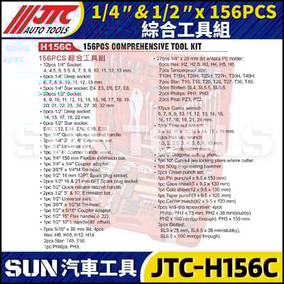 JTC-H156C 156PCS 1/4" 1/2" 綜合工具組2