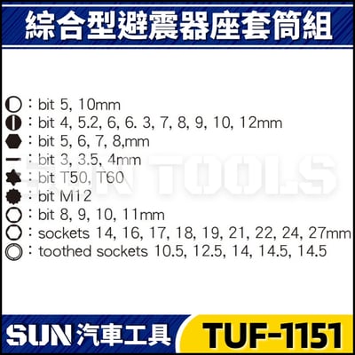 TUF-1151 綜合型避震器座套筒組5