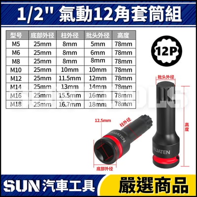N 8件 4分 氣動12角套筒組2