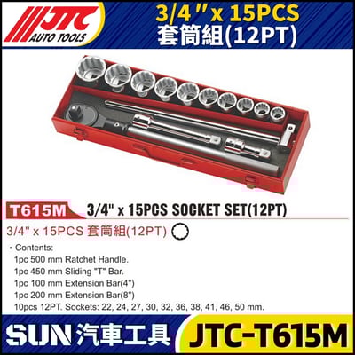 JTC-T615M 3/4" x 15PCS 套筒組 (12PT)1