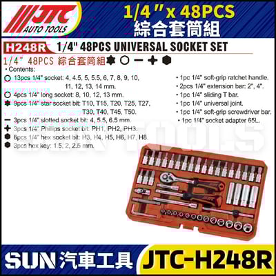 JTC-H248R 1/4" x 48PCS 綜合套筒組1