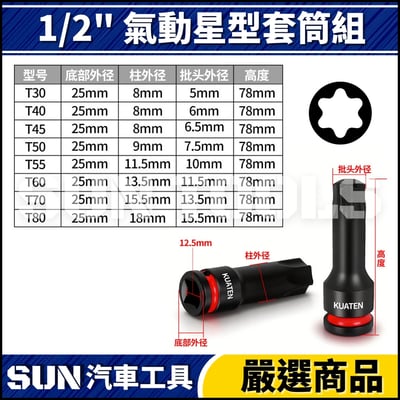 N 8件 4分 氣動星型套筒組2