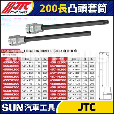 JTC  1/2'' 200長凸頭套筒2