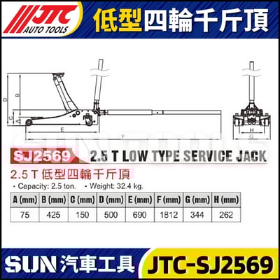 JTC-SJ2569 2.5T低型四輪千斤頂2
