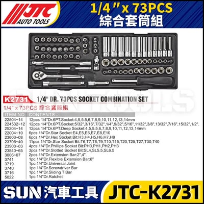 JTC-K2731 1/4" x 73PCS 綜合套筒組1