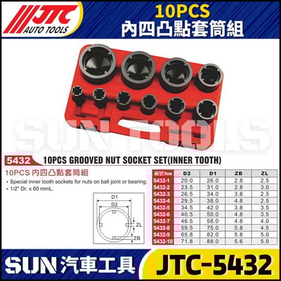 JTC-5432  10PCS 內四凸點套筒組1