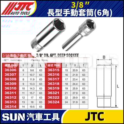 JTC-363 3/8" 長型手動套筒 (6角)2