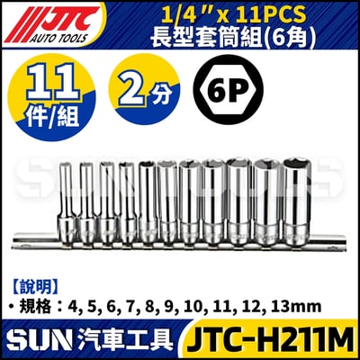 JTC-H211M 1/4" x 11PCS 長型套筒組1